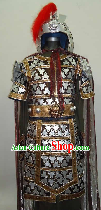 Ancient Chinese General Yue Fei Armor Costumes and Helmet for Men