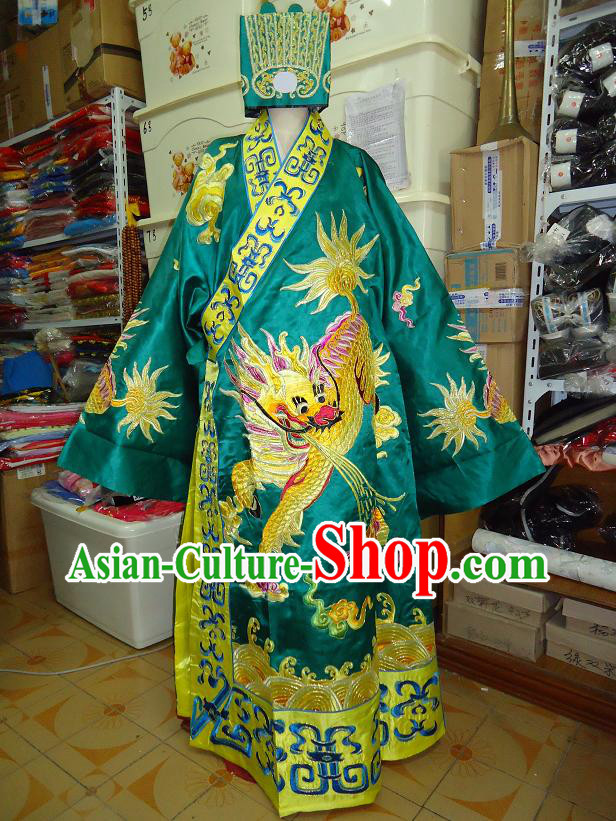 Ancient Chinese Embroidered Kylin Grand Tutor Costume and Hat for Men