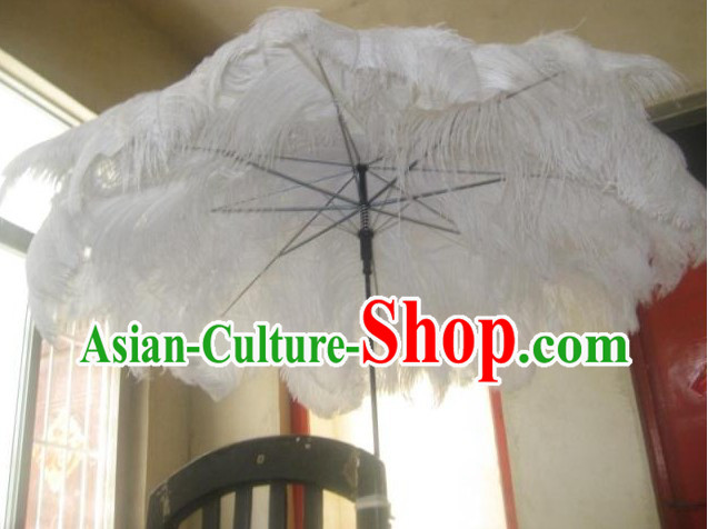 Handmade Pure White Angel Feather Umbrella Dance Performance Prop