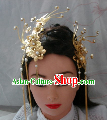 Handmade Ancient Chinese Style Empress Golden Phoenix Hair Accessories Set