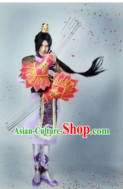 Ancient Chinese Halloween Three Kingdoms Fighting General Costume and Accessories for Men