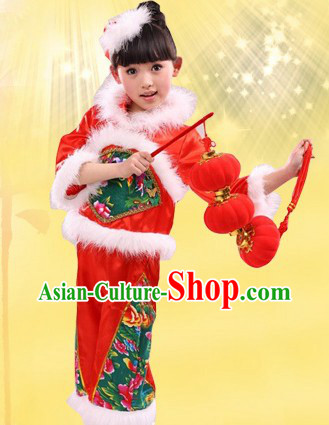 Traditional Chinese Lunar New Year Dance Costume for Kids