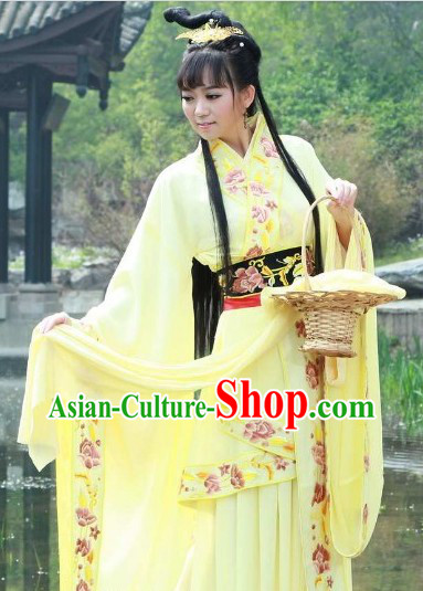 Yellow Tang Dynasty Romantic Lady Costumes