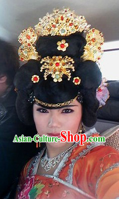 Ancient Chinese Tang Dynasty Empress Wig and Hair Accessories