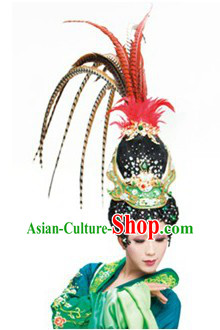 Ancient Chinese Beauty Stage Performance Wig and Headpiece