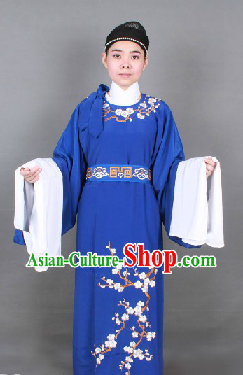 Ancient Chinese Opera Blue Young Men Costumes