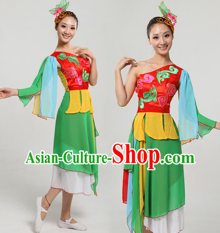 Chinese Classical Dancing Costume and Headpiece for Women