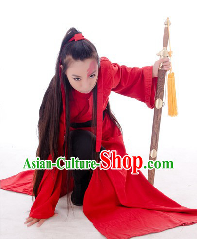 Ancient Chinese Swordsman Red Costumes