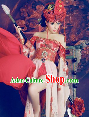 Chinese Classical Sexy Heroin Costumes and Headpiece