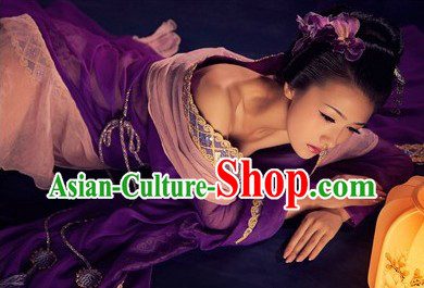 Ancient Chinese Tang Palace Empress Purple Costumes for Women