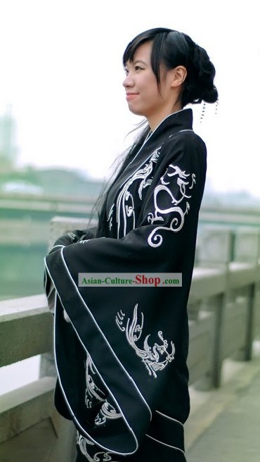 Traditional Chinese Hanfu Black Clothing for Both Men and Women