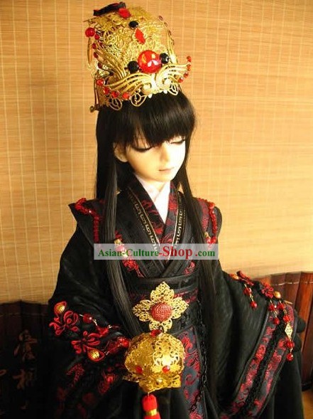 Ancient Chinese Palace Prince Costume and Headpiece
