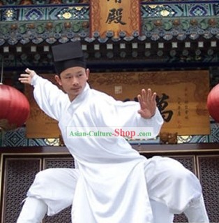 Chinese Daoist Priest Teacher Clothing and Headpiece