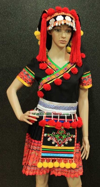 Traditional Chinese Minority Dance Costumes and Hat