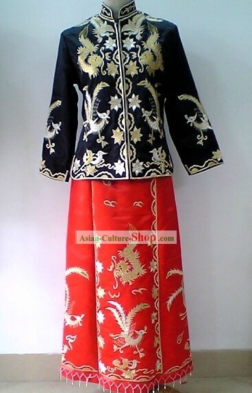 Traditional Chinese Wedding Grandmother Dragon Phoenix Clothing