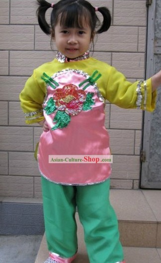 Traditional Chinese Fan Dance Costumes for Children