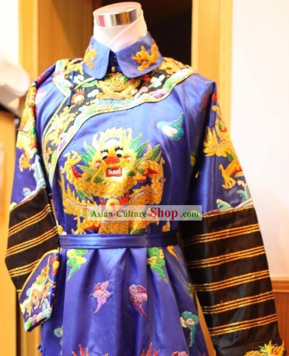 Qing Dynasty Embroidered Dragon Emperor Clothing for Men