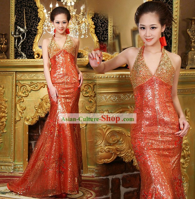 Traditional Chinese Wedding Evening Dress for Brides