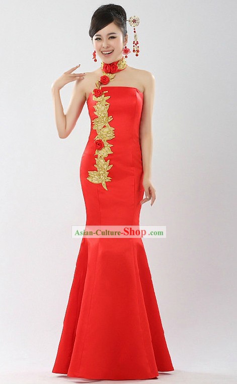 Chinese Classical Bride Wedding Evening Dress