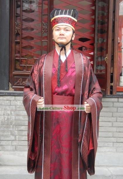 Ancient Chinese Male Hanfu Clothing and Hat for Men