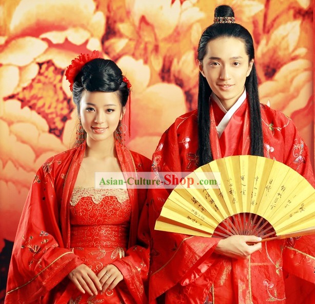 Ancient Chinese Wedding Clothing 2 Sets for Men and Women