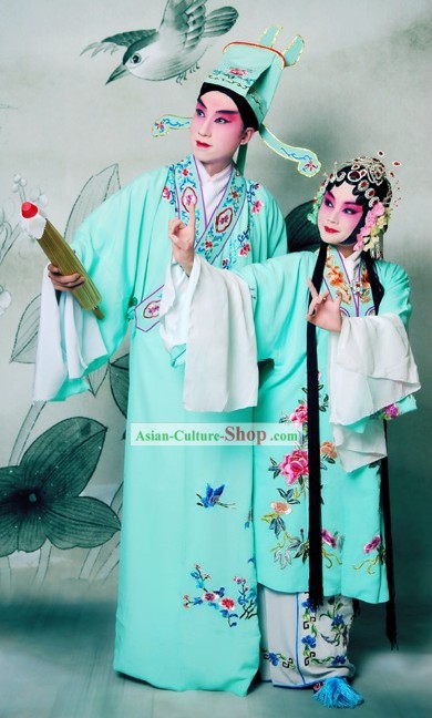 Beijing Opera Actor and Actress Costumes Two Complete Sets