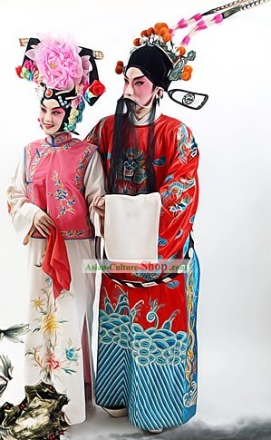 Chinese Beijing Opera Costumes and Headpiece for Men and Women