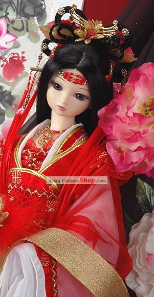 Chinese Classic Lucky Red Princess Wedding Hair Accessories and Wig