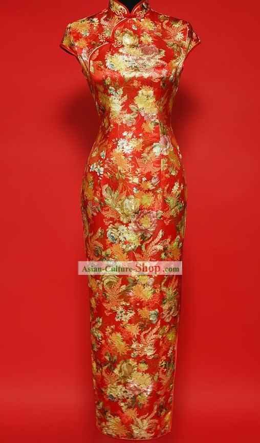 Traditional Chinese Prosperous Peony Qipao for Women