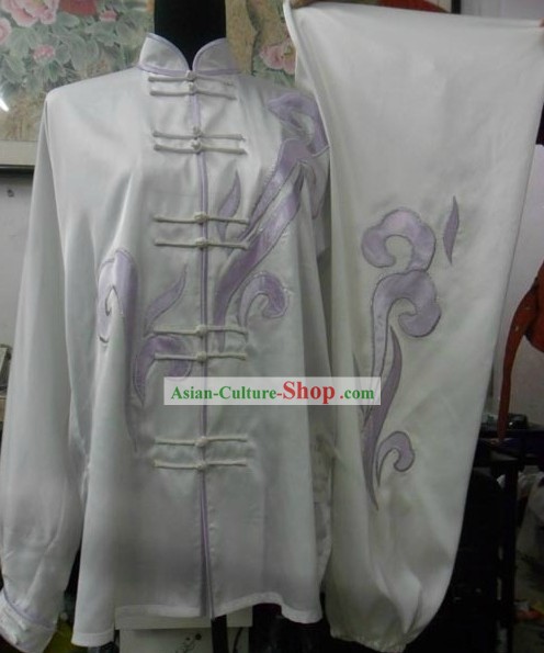 White Silk Cloud Kung Fu Dress for Women