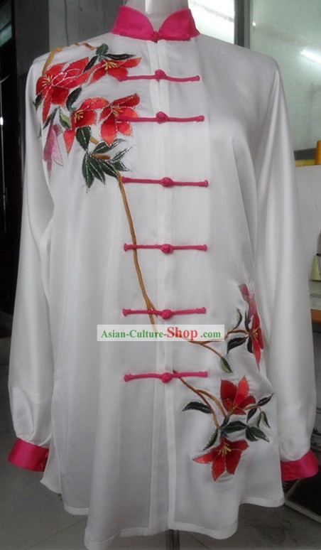 Supreme Embroidered Flower Gong Fu Competition Blouse and Pants Complete Set