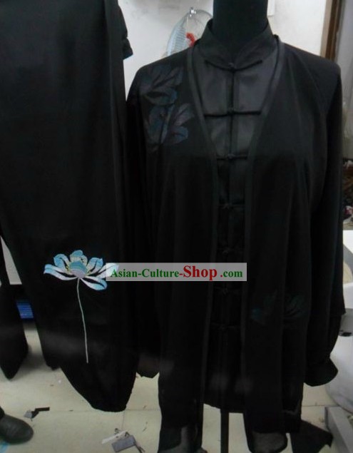 Professional Black Silk Tai Chi Men Suit