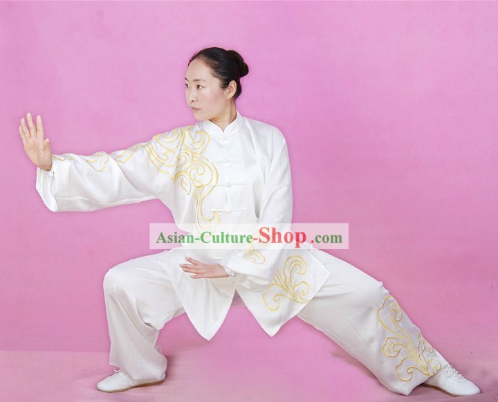 Embroidered Auspicious Cloud Silk Tai Chi Costumes for Both Men and Women