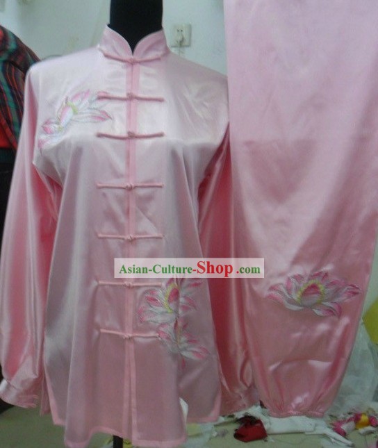 Pink Silk Lotus Kung Fu Wu Shu Uniform for Women