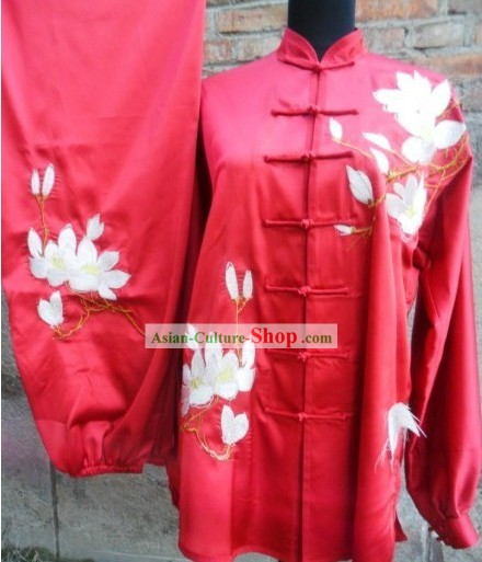 Professional Red Silk Tai Chi Costumes for Women