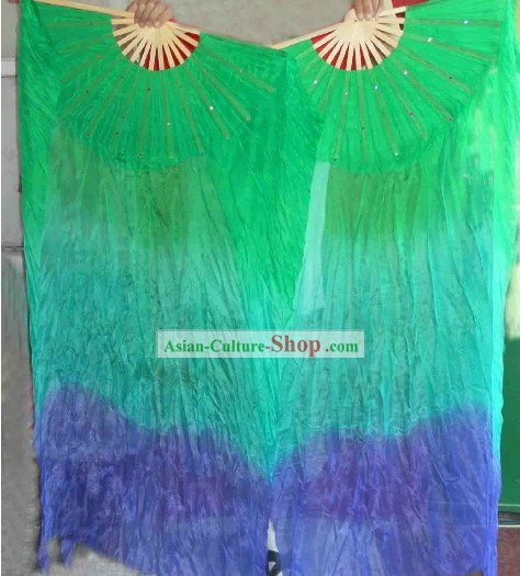 Traditional Three Color Transition Silk Dance Fan