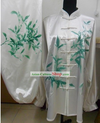 White Martial Arts Competition Silk Uniform for Men