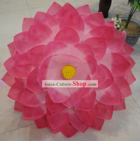 Chinese Classic Pink Lotus Flower Dance Umbrella