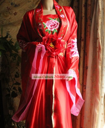 Red Flower Wedding Attire Complete Set for Women