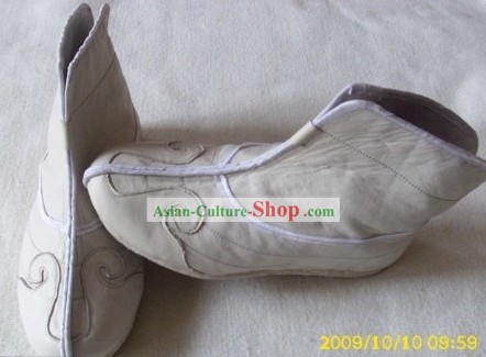 Traditional Chinese White Taoist Cloud Boots for Men