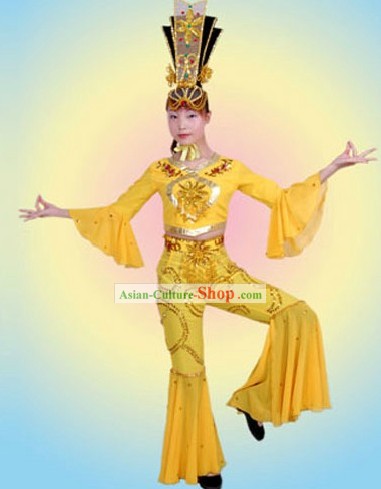 Ancient Chinese Palace Fei Tian Flying Fairs of Dunhuang Mural Dance Costumes Complete Set