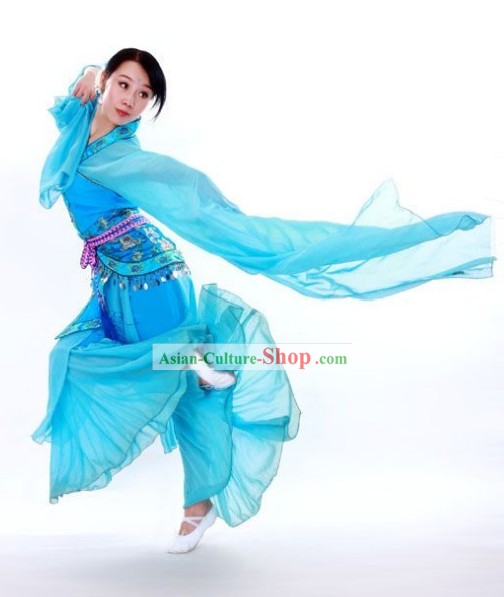 Blue Long Sleeve Classical Dancing Costumes for Women