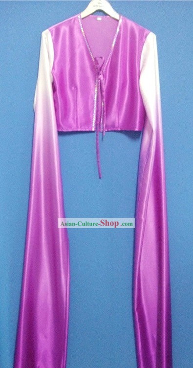 Purple Color Transition Water Sleeve Dance Costumes