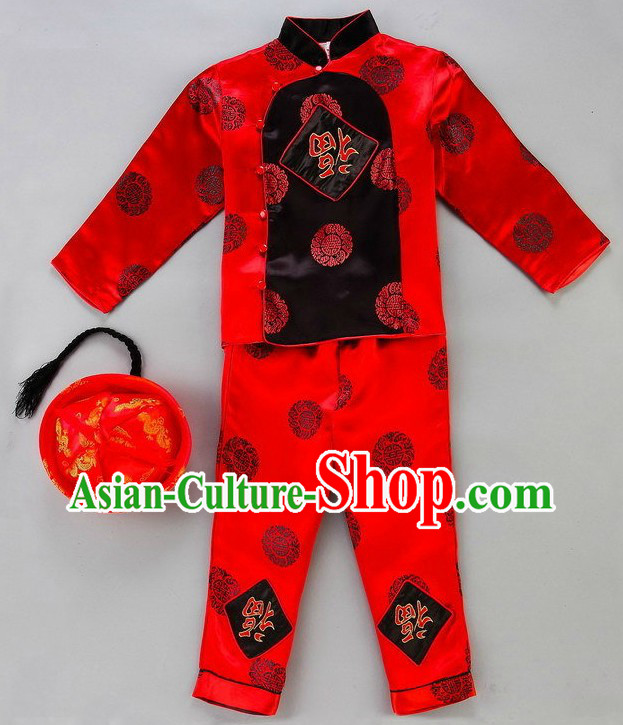 Happy Chinese New Year Dance Costumes and Hat for Kids