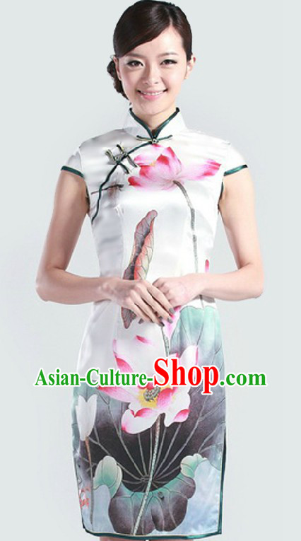 Traditional Chinese Silk Lotus Qipao for Women