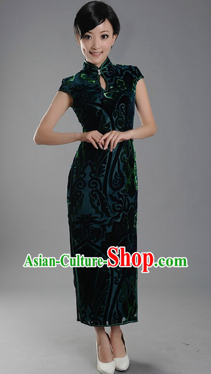 Chinese Classic Minguo Shanghai Style Green Qipao