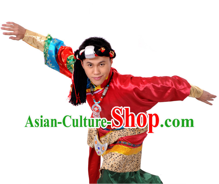 Traditional Chinese Tibetan Clothing and Hair Accessories for Men