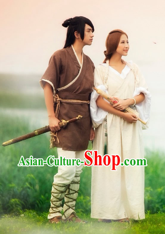 Ancient Chinese Swordsman Costumes and Beauty Costumes 2 Complete Sets