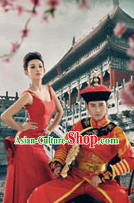 Ancient Chinese Imperial Emperor Wedding Clothing and Crown for Men