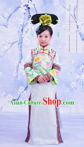 Traditional Chinese Imperial Princess Clothing and Headpiece for Children